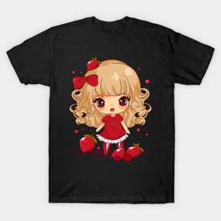 Strawberry Chibi Lolita Girl Art T-Shirt